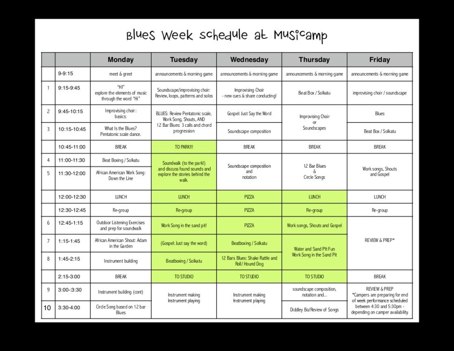 BLUES WEEK SCHED